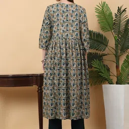 KALINI Floral Printed Round Neck Three-Quarter Sleeves Kurta Set image 5