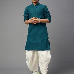 YK Boys Mandarin collar Long Sleeves Regular Chikankari Kurta with Dhoti Pant-picture-18