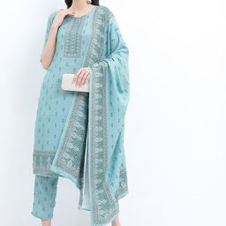 KETCH Women Ethnic Motifs Printed Faux Pashmina Kurta with Palazzos & Dupatta-picture-39