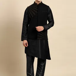 TheEthnic.Co Mandarin Collar Kurta & Trousers With Jacket-picture-13
