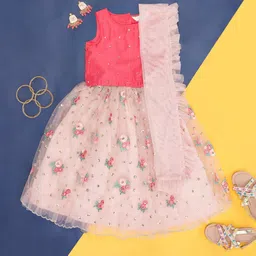 AKKRITI BY PANTALOONS Girls Embellished Thread Work Ready to Wear Lehenga Choli-picture-11