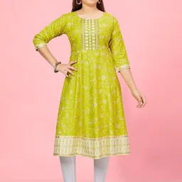 BAESD Girls Ethnic Motifs Printed Regular Pure Cotton Kurta With Leggings-picture-22