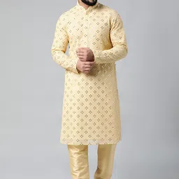 TheEthnic.Co Ethnic Motifs Embroidered Regular Mirror Work Kurta With Churidar-picture-39