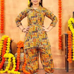 Aarika Girls Paisley Printed Regular Pure Cotton Kurti with Trousers-picture-48