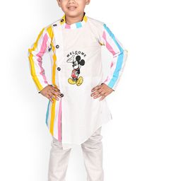 BAESD Boys Mickey Mouse Printed Band Collar Regular Pure Cotton Kurta With Pyjama-picture-43