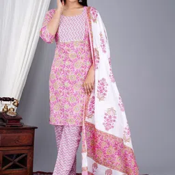 KALINI Floral Printed Straight Kurta with Pyjamas And Dupatta-picture-38