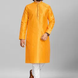 COCOI LIFESTYLE Woven Design Pure Cotton Kurta With Pyjamas-picture-26