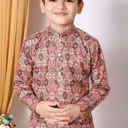 BAESD Boys Ethnic Motifs Straight Mandarin Collar Kurta With Dhoti Pants image 4