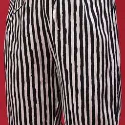 Anouk Black Striped Straight Kurta with Trousers & Shrug image 2