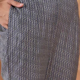 all about you Navy Blue Ethnic Motifs Printed Thread Work Straight Kurta Set image 3