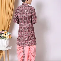 BAESD Boys Ethnic Motifs Embroidered Straight Dupion Silk Kurta with Dhoti Pants image 5