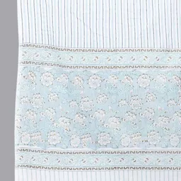 AHIKA Women Blue & White Floral Printed Pure Cotton Kurta With Trousers & Dupatta image 5