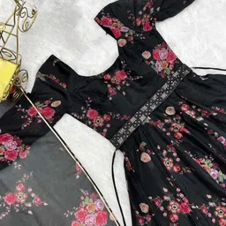 Raiyani Enterprise Floral Printed Fit & Flare Maxi Ethnic Dresses With Dupatta image 2