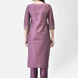 Span Printed Straight Kurta With Trousers image 3