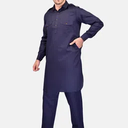 PRINTCULTR Shirt Collar Paithani Pure Cotton Kurta With Pyjamas image 3