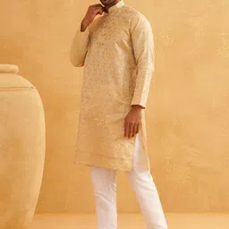 SOJANYA Floral Woven Design Mandarin Collar Straight Kurta With Churidar image 2