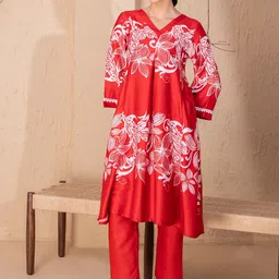 SEW Floral Printed V-Neck Flared Sleeves Tunic With Trouser image 3