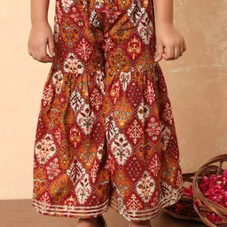 Readiprint Fashions Girls Floral Printed Empire Gotta Patti Pure Cotton Kurti with Sharara image 2