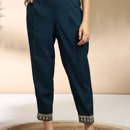 MOKOSH Embroidered Sequinned Straight Kurta With Trouser And Dupatta image 5