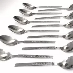 jsi mart High Quality Stainless Steel Spoon and Fork Cutlery (Pack of 24) Steel Table Spoon Set image 3