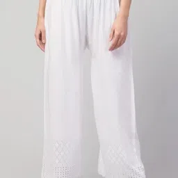 kgfonecloth Women Regular Fit White Viscose Rayon Trousers-picture-24