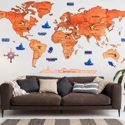 elk 3D Wooden World Map Wall Décor Metallic Color-picture-28