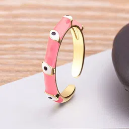 ZIVOM 18KT Gold-Plated Evil Eye Adjustable Finger Ring-picture-18