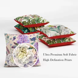 sej by nisha gupta Green Floral Leaf Poly Cotton 16 x 16 Inches Cushion Covers (Set of 5) image 5