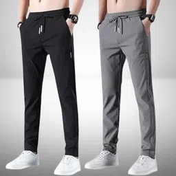not9 Pack of 2 Men Solid Black, Grey Track Pants-picture-15