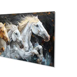 nestroots Canvas Framed Majestic Horses Galloping Through Meadow Wall Painting(24X48 Inch) image 4