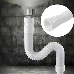 luvbath fitting White PVC Waste Pipe(Set of 2) with Heavy Socket | Flexible Collapsible Drain Hose for Bathroom Basin and Kitchen Sink | 35 Inch Outlet Pipe Hose Pipe image 4