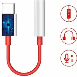 JKVMOBITECH Red, White Usb data cable 0.12 Type C to 3.5 mm Jack Audio Connector -Compactable38 Phone Converter image 4