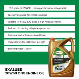 exa lube High Quality Pack of 5L SAE 20W50 API SF/CD Long-lasting CNG High-Mileage Engine Oil image 3