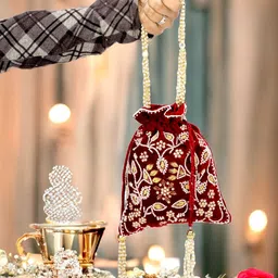 zari and fashion Girls Maroon Potli-picture-17