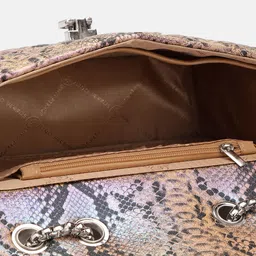 Lino Perros Snake Skin Textured Sling Bag with Quilted Detail image 5