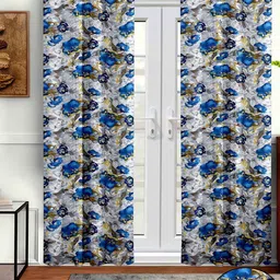 Aura Blue & White 2 Pcs Abstract Printed Door Curtain image 1