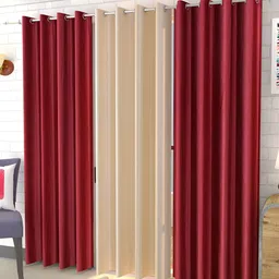 Kraftiq Homes Red & Beige 3 Pcs Abstract Room Darkening Door Curtain-picture-8