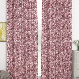 Story@home Red & White Jacquard Modern Abstract Set of 4 Door Curtain-picture-20