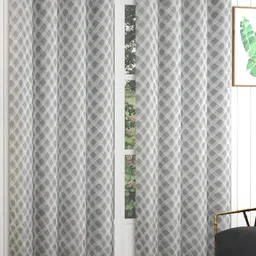 Bajo's Grey & White Set of 2 Geometric Door Curtain-picture-31
