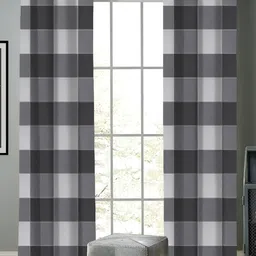 Airwill Grey 2 Pieces Geometric Printed Room Darkening Door Curtain-picture-10
