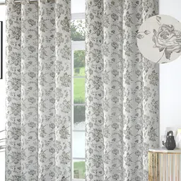 Kraftiq Homes White & Black 2 Pieces Room Darkening Long Door Curtains-image-2