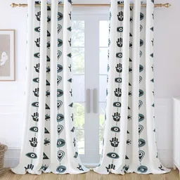 Story@home Bohemian Grey & White 2 Pieces Abstract Room Darkening Door Curtains-picture-12