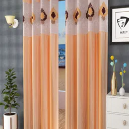 Homefab India Beige & White Set of 2 Sheer Long Door Curtain-picture-36