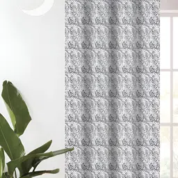 Lunar Days Black & White Abstract Printed Room Darkening Cotton Long Door Curtain-picture-41