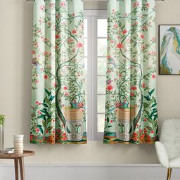 SEJ by Nisha Gupta Green & Red Set of 2 Floral Window Curtain-picture-28