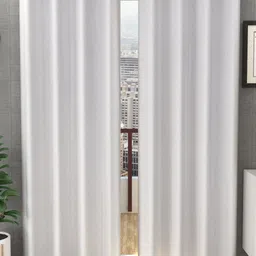 Panipat Textile Hub White 2 Pieces Window Curtains image 1