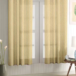 Aura Beige 2 Pieces Self Design Sheer Window Curtains image 1