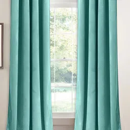 Sparrow world Sea Green 2 Pieces Velvet Black Out Window Curtains-image-64