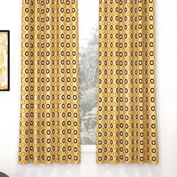 Story@home 2 Pieces Beige & Brown Geometric Window Curtains-image-14