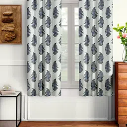 Aura Grey & White 2 PiecesLeaf Printed??????? Window Curtain-picture-16